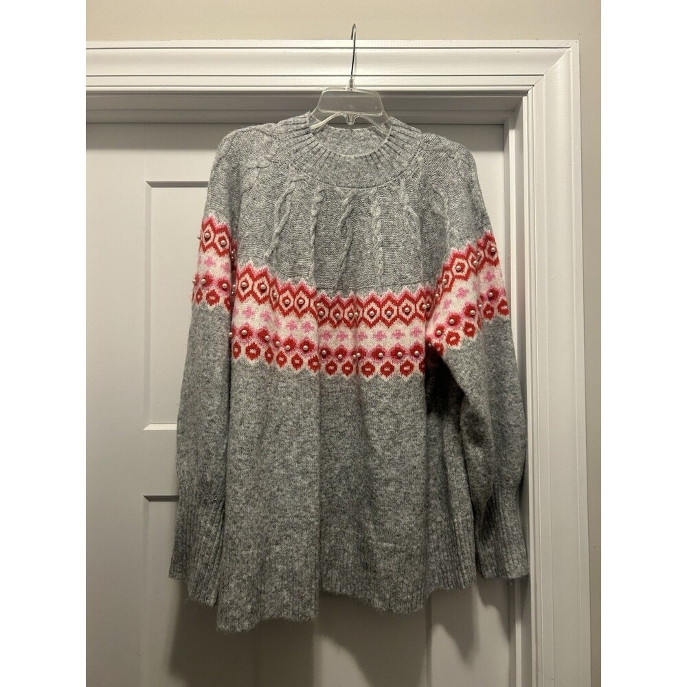St. Johns Bay Fairisle Turtleneck Sweater Womens Size 2X Chunky Knit Nordic Cozy